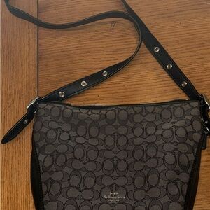Coach Signature Black and Gray Crossbody Bag